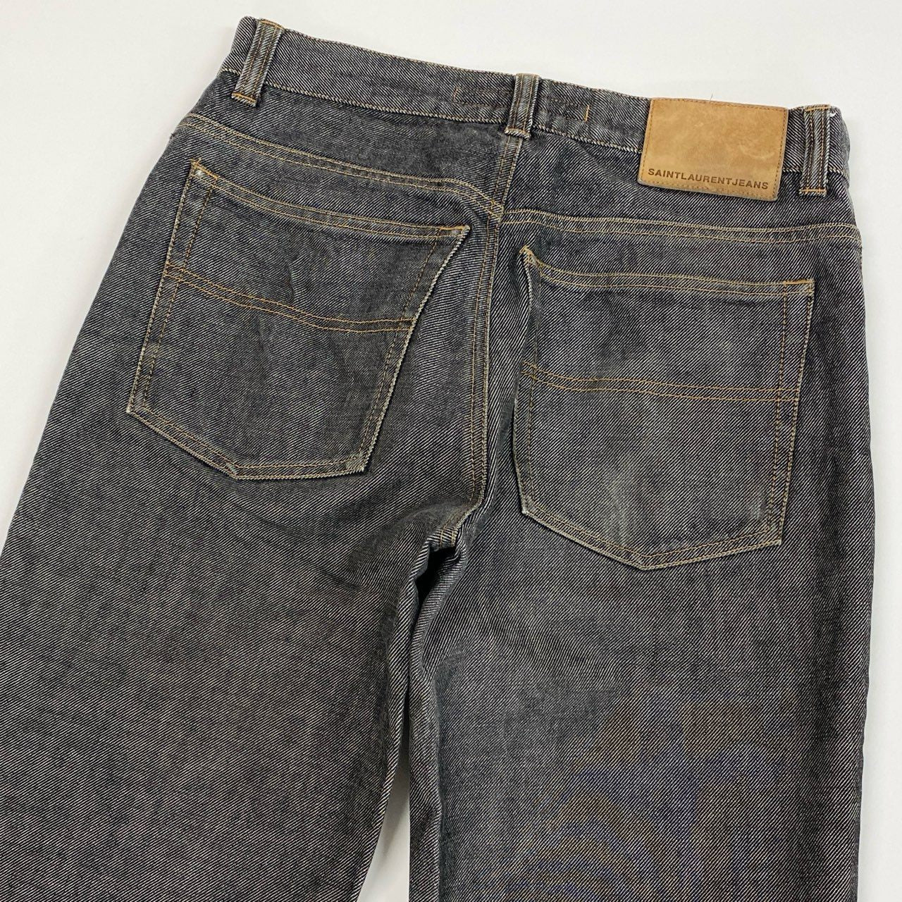 24i25 SAINT LAURENT JEANS サンローラン ブラックデニムパンツ ジーパン YSLロゴボタン ボタンフライ サイズ30 グレー系 コットン メンズk02i
