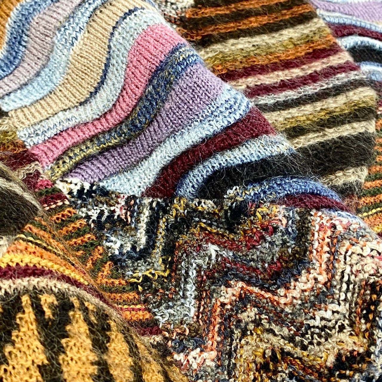 62g24 MISSONI ミッソーニ クレイジーパターン ニットベスト キルティングベスト リバーシブル サイズ52 マルチカラー メンズ_
