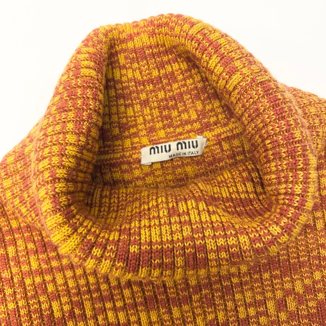 Ec30 miu miu ミュウミュウ 16年 タートルネック ニットセーター リブニット ミックスカラー レディース サイズ38 ウール100%u02t
