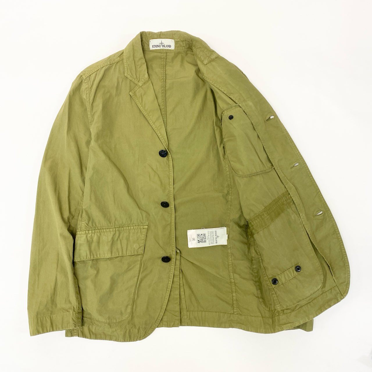 41h24 STONE ISLAND ストーンアイランド フィールドジャケット テーラードジャケット ミリタリ ワッペン付き XS カーキ コットン メンズo07t