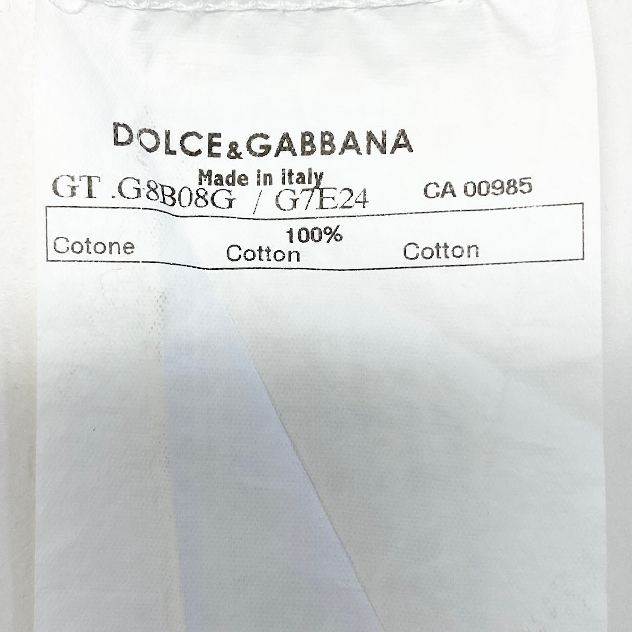 55d30 DOLCE&GABBANA ドルチェアンドガッパーナ ロングスリーブ プリントTシャツ フロントロゴ クルーネックカットソー サイズ54 ホワイト コットン100% メンズ 紳士服u02t