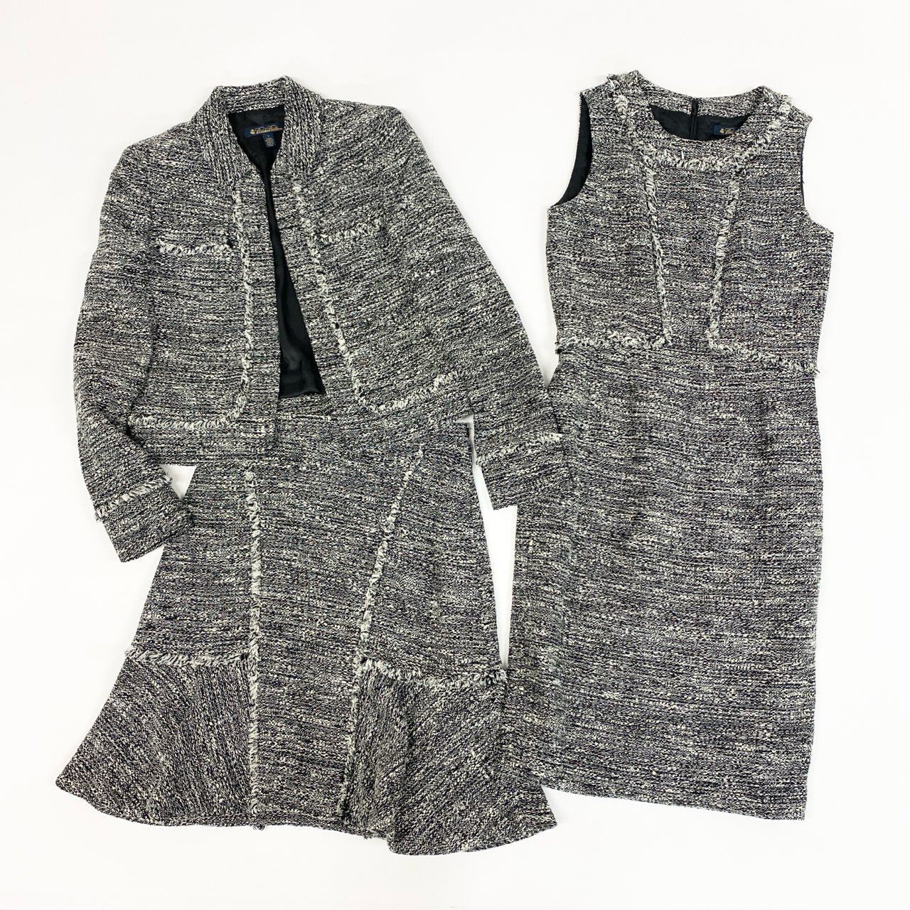 23f18 Brooks Brothers ブルックスブラザーズ 3点セット ツイード ジャケット/スカート/ワンピース セレモニー 入学式 サイズ2 グレー レディース