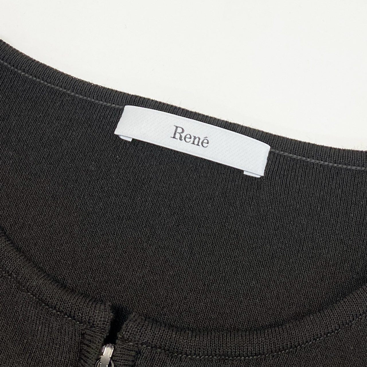 29d11 《美品》 Rene ルネ パール&ビジュー ダブルジップカーディガン 6232360 36 ブラウン ストレッチ 伸縮性◎ 日本製