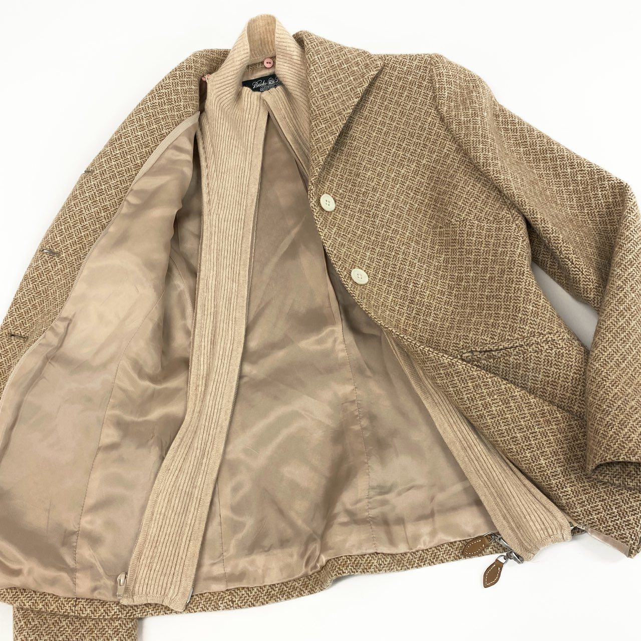 17e7 Brooks Brothers ブルックスブラザーズ カシミヤ混 レイヤードジャケット テーラードジャケット ブレザー サイズ0 アイボリー レディース