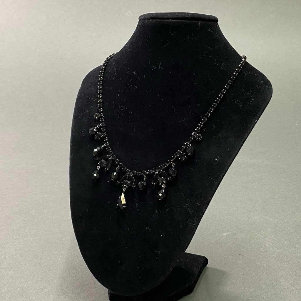2e13 FOXEY フォクシー ネックレス 小物 ブラックビーズ ラインストーン ブラック シルバー レディース ビジュー アクセサリー