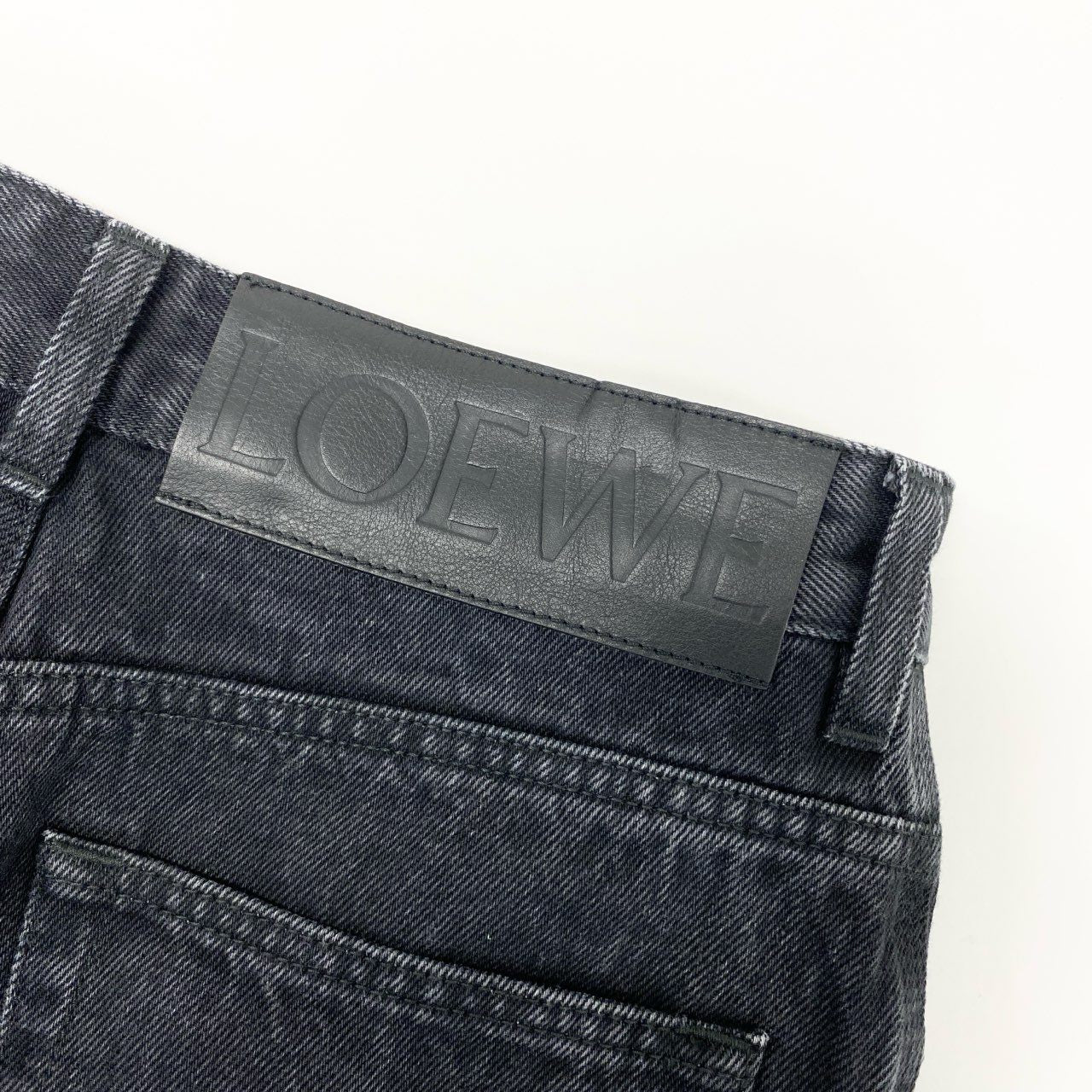 69i26 《美品》LOEWE ロエベ アナグラム バギージーンズ デニムパンツ ボトムス イタリア製 46サイズ ブラック メンズk02i