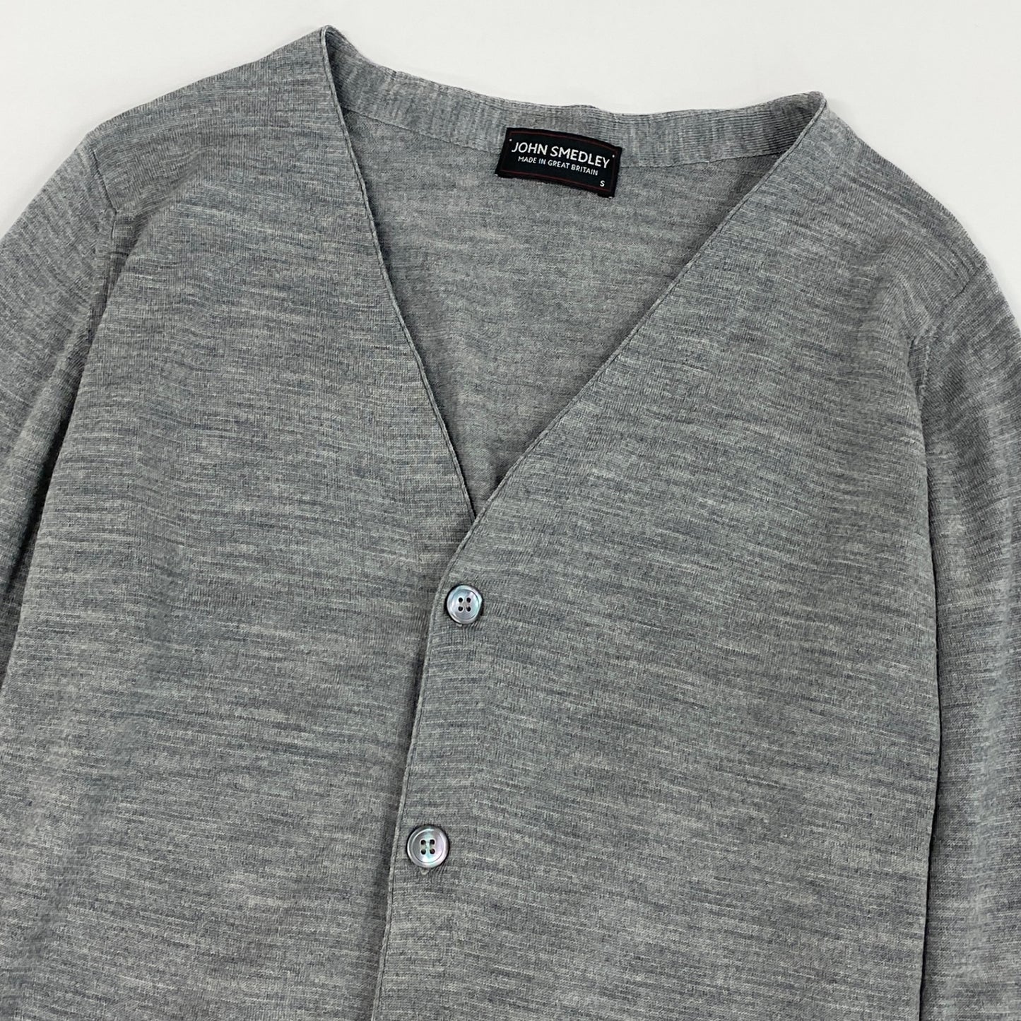 30lh29 JOHN SMEDLEY ジョンスメドレー Vネックカーディガン ウールカーディガン ニット トップス Sサイズ グレー メンズ 男性用u02t