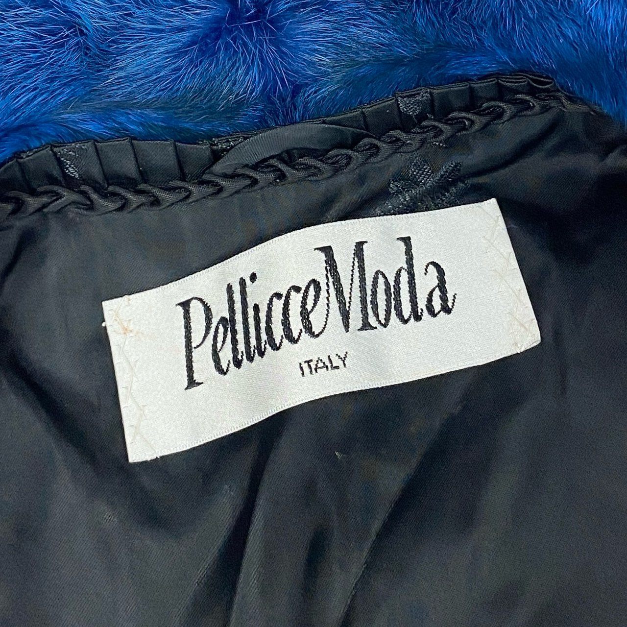 65k4 《超希少》 Pellicce Moda ペリーチェモーダ ミンク × フォックスファー 超ロングコート 120cm ブルー ブラック 最高級本毛皮 MINK FOX FURt18r