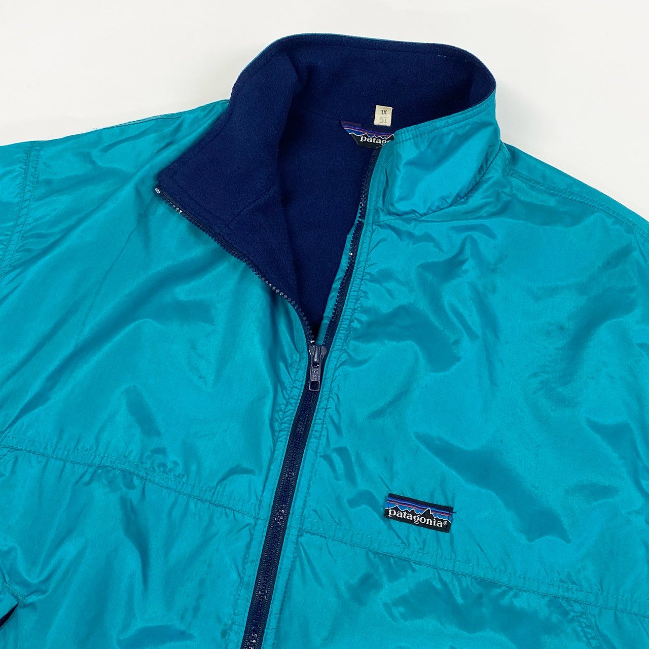 61g23 Patagonia パタゴニア 80s VINTAGE シェルドシンチラジャケット フリースライナー 三角タグ カナダ製 4211 XL グリーン メンズ