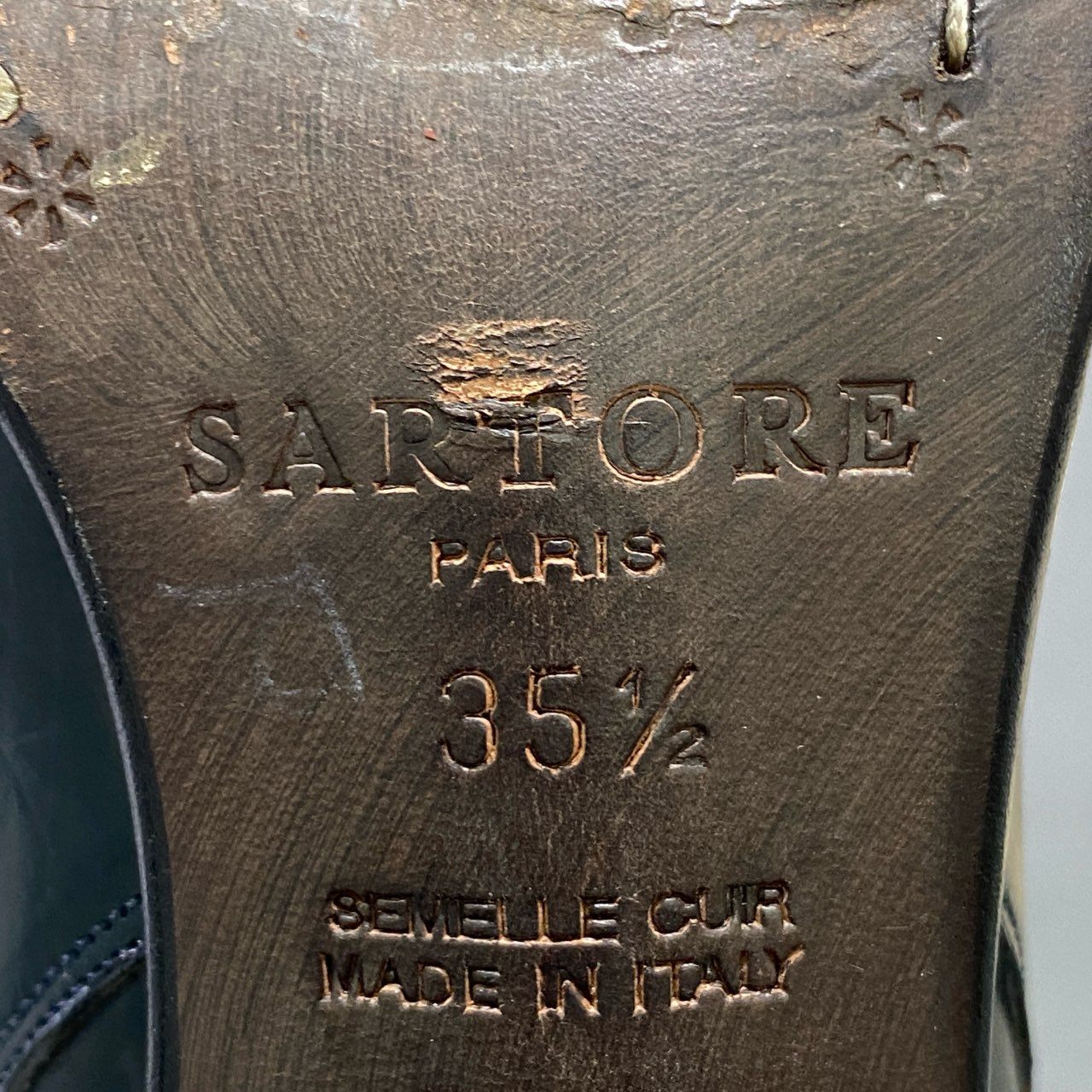 7d21 SARTORE サルトル バックストラップ ショートブーツ 35 1/2 ブラック レザー ブーティ シューズ イタリア製