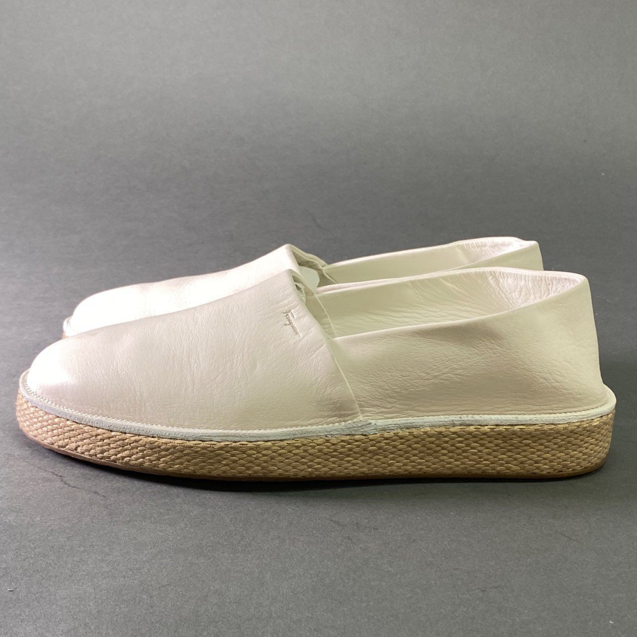 9l20 Salvatore Ferragamo サルヴァトーレ フェラガモ エスパドリーユ スリッポン シューズ 6 1/2 ホワイト レザー スニーカー イタリア製 靴