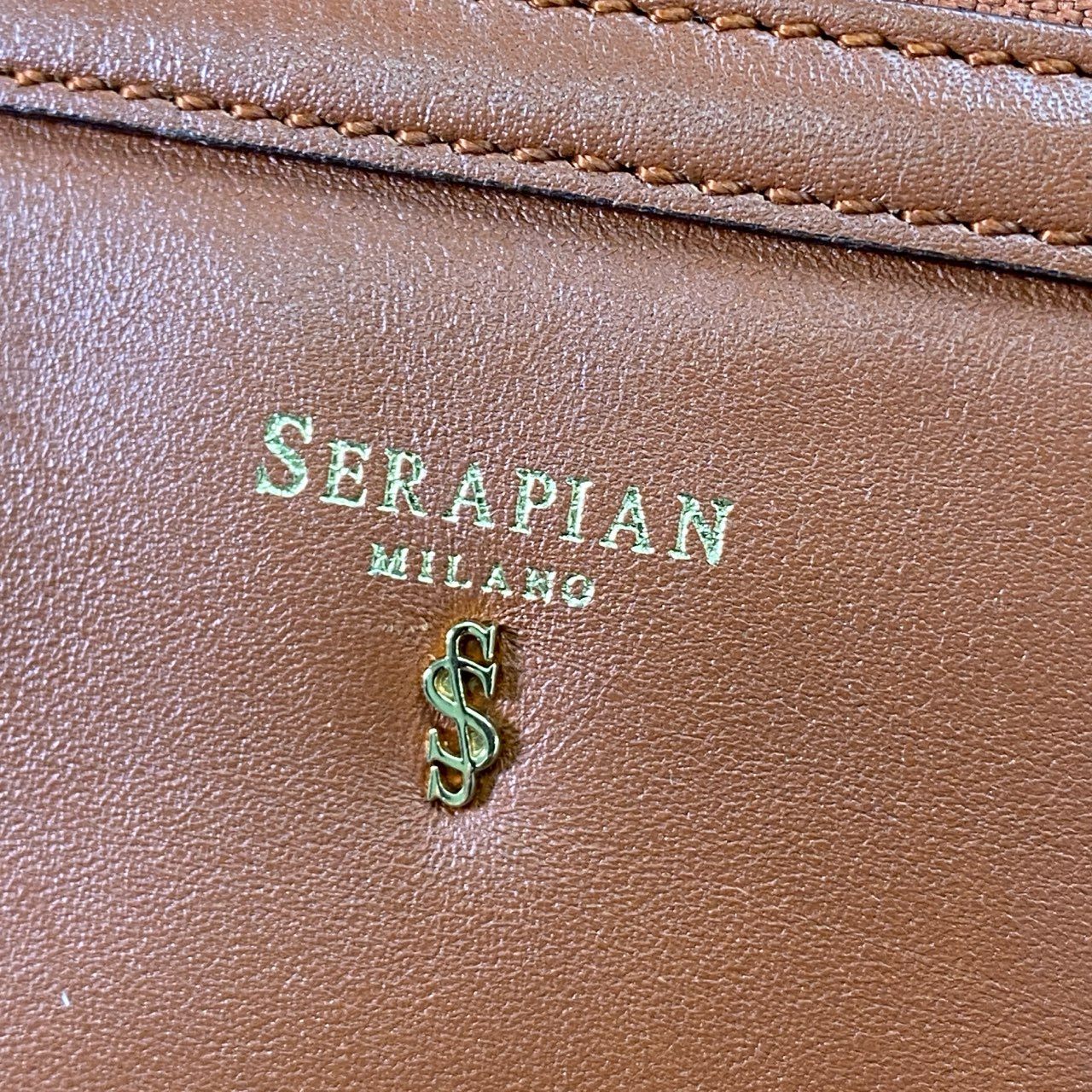 Ac6 SERAPIAN セラピアン 2WAY ハンドバッグ ショルダーバッグ ブラウン Leather カバン イタリア製