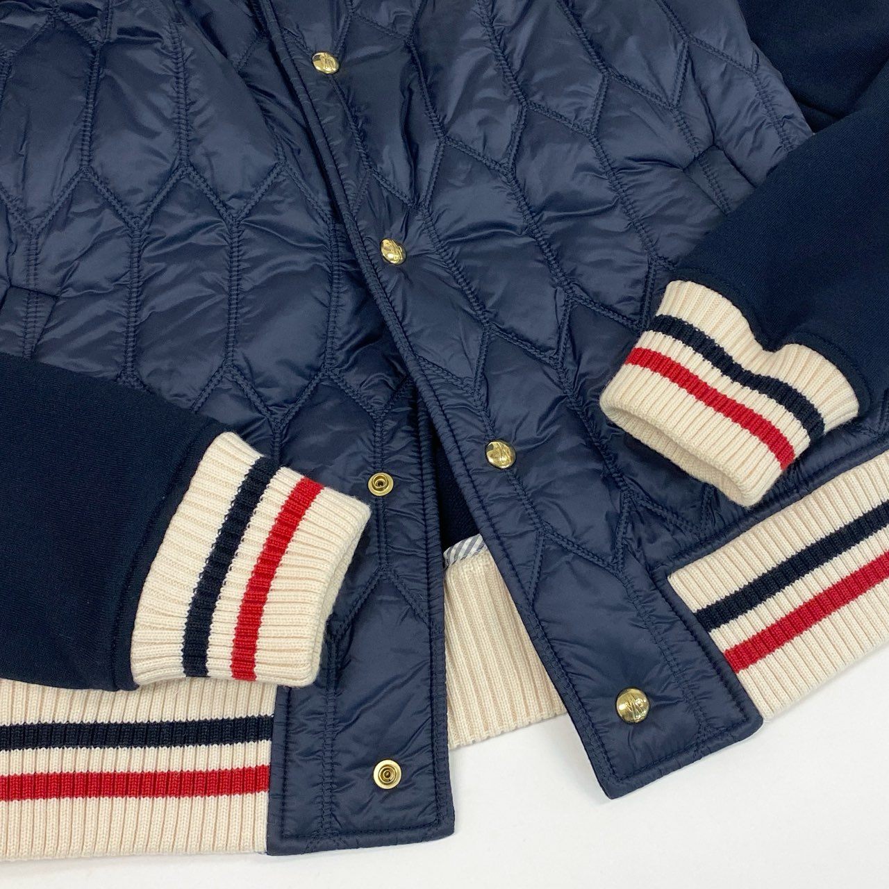 35l27 MONCLER GAMME BLEU モンクレール ガムブルー MAGLIA CARDIGAN ウール切替 中綿ジャケット C23918409600 L ネイビー
