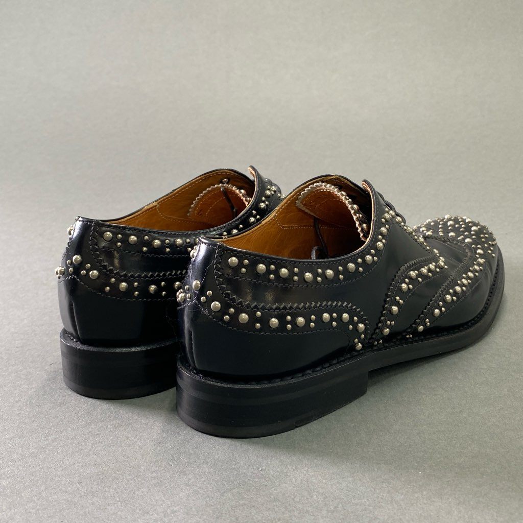 3f7 《美品》定価¥105.600 Church's チャーチ BURWOOD MET バーウッド スタッズ ドレスシューズ 35 ブラック レザー 革靴 イタリア製
