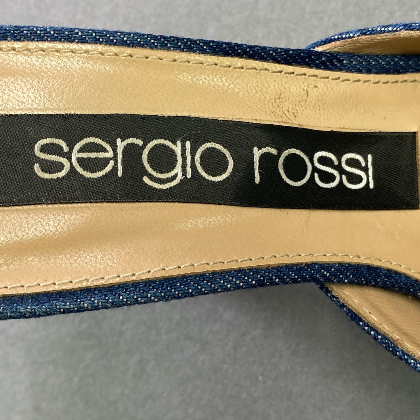 4e5 sergio rossi セルジオロッシ SR1 デニム バックル ミュール パンプス 34 1/2 ブルー DENIM イタリア製 サンダル レディース 女性用 シューズ 靴