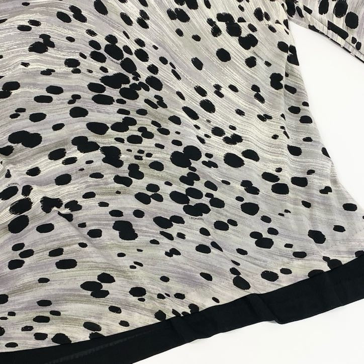 80g23 LEONARD レオナール 長袖カットソー カンカン素材 トップス ストレッチ ダルメシアン柄 レディース 女性用 0199501 LL グレー