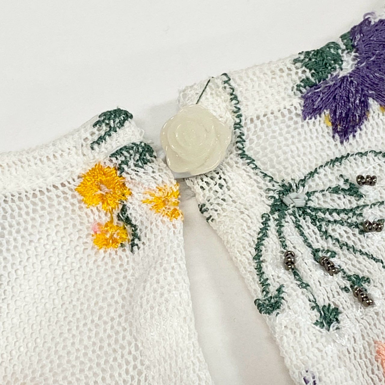 65d30 《新品タグ付き》 POLO RALPH LAUREN ポロ ラルフローレン 半袖レースカットソー Tシャツ トップス サイズM マルチカラー 花柄 コットン ナイロン レディース