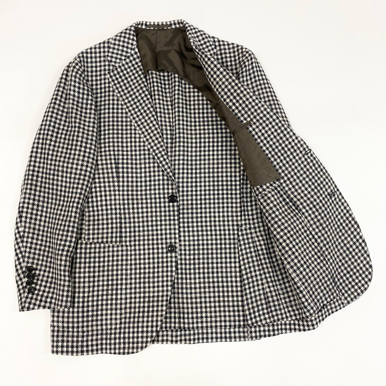 45h26 Brilla per il gusto ブリッラ BEAMS F別注 FERLA ミックスファブリック ハウンドトゥース ジャケット テーラードジャケット ブレザー 大きいサイズ 24-16-0106-015 52 XLサイズ相当 ホワイト ブラック メンズo07t