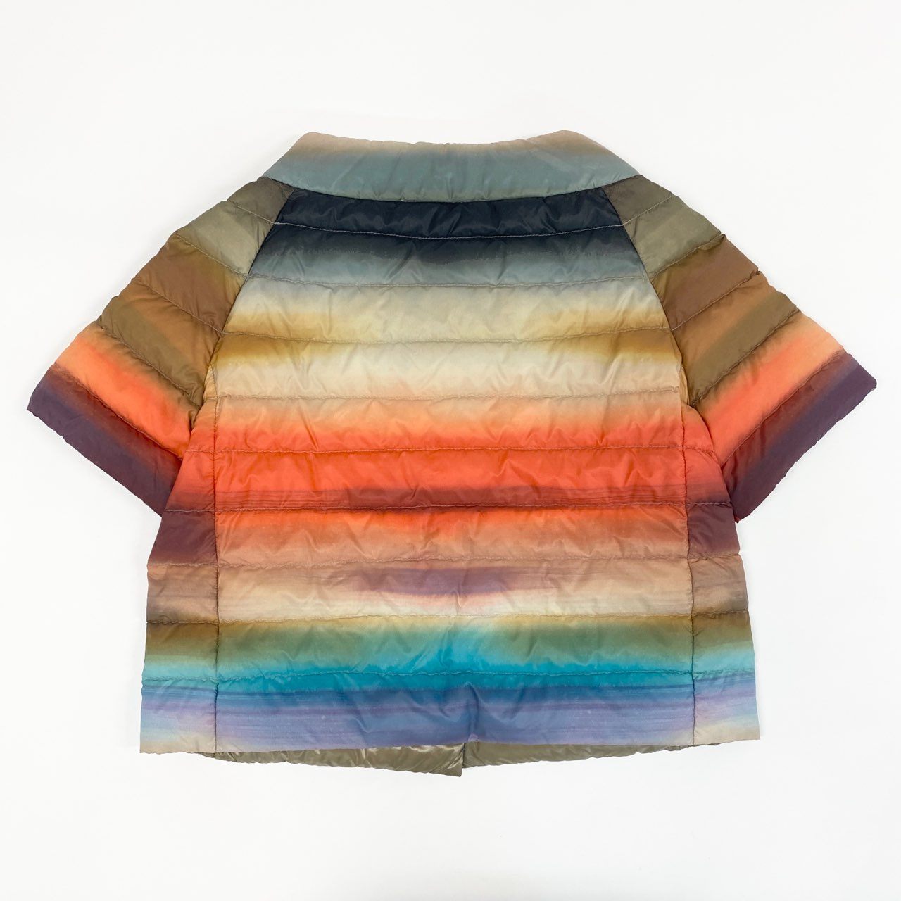45c3 【美品】 HERNO ヘルノ Rainbow Reversible Down Jacket ショートスリーブ リバーシブル ダウンジャケット 42 レインボー 金ボタン マルチカラー ルーマニア製