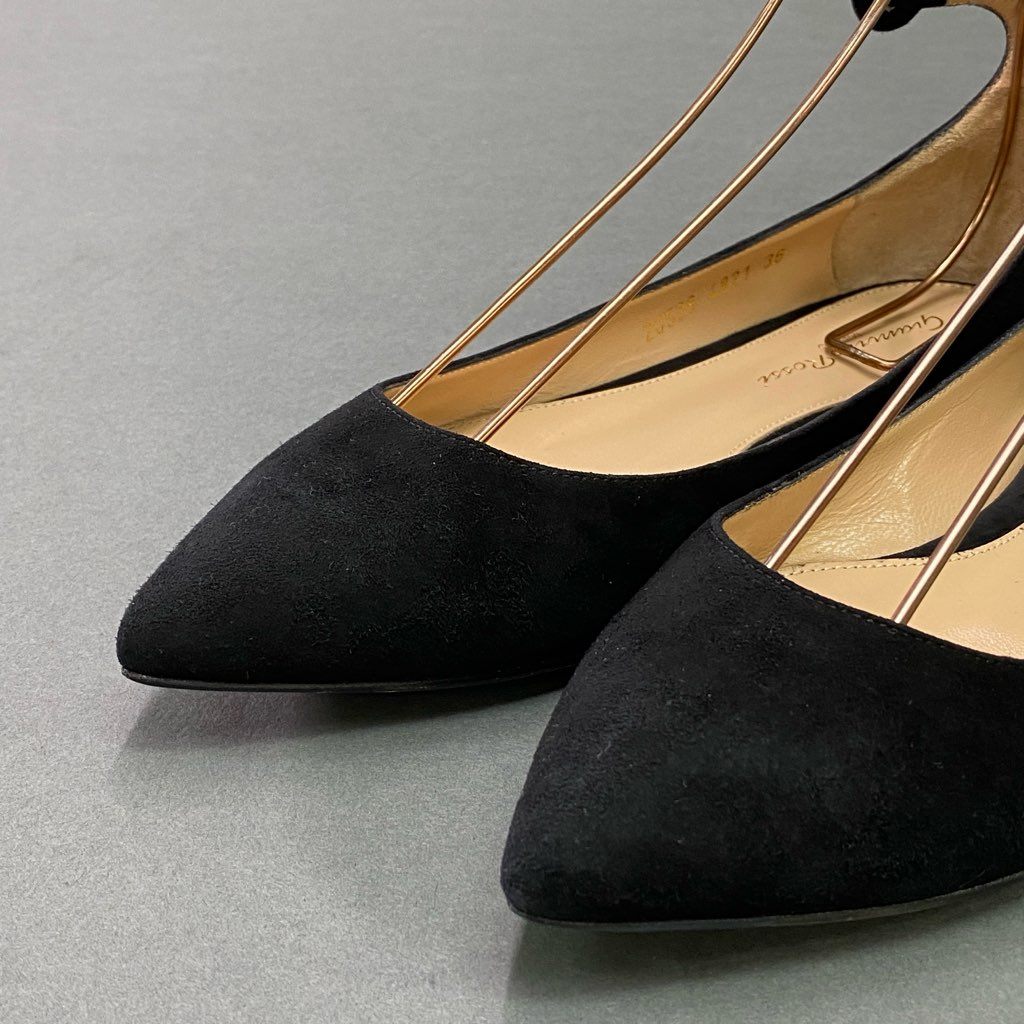 7d7 Gianvito Rossi ジャンヴィトロッシ フラットパンプス ストラップベルト シューズ バレエシューズ SOFIA FLAT イタリア製 36 ブラック