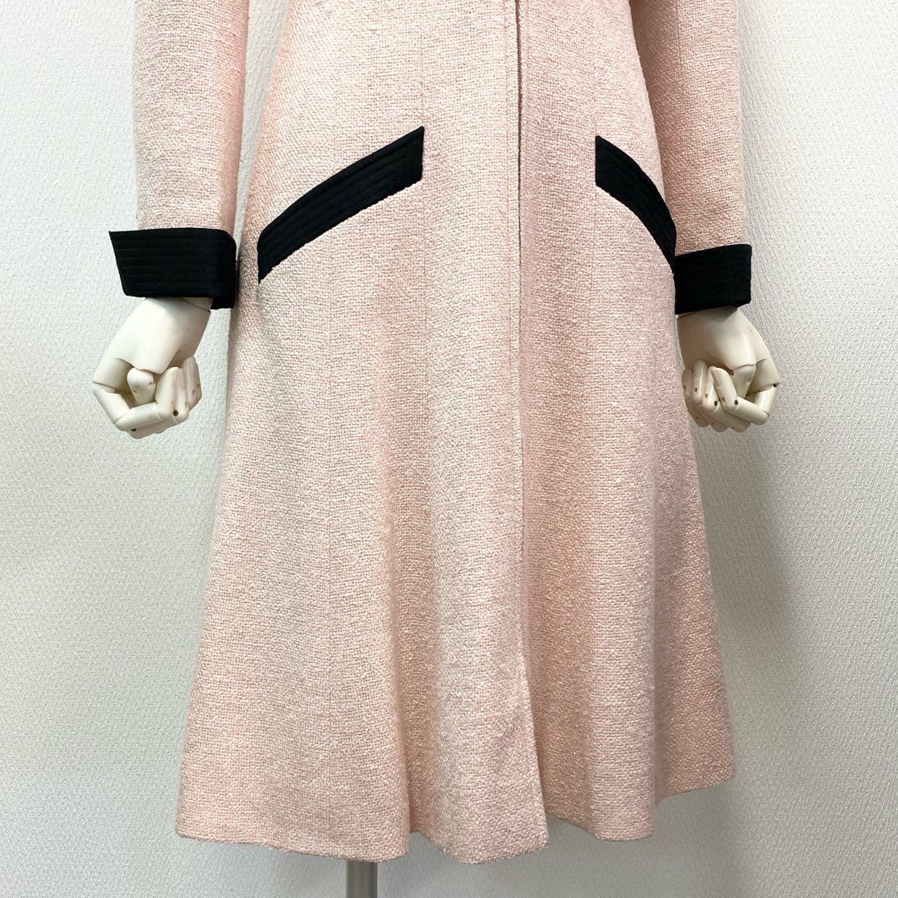 85k12 CHANEL シャネル 02P P19366W02928 ワンピース 薄手コート 装飾ボタン 裏地ココマーク サイズ36 ピンク シルク100% レディース フランス製