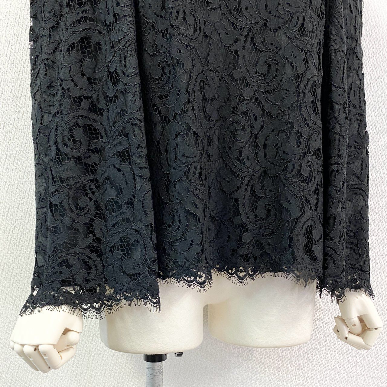 51k8 TADASHI SHOJI タダシショージ 総レース ポンチョ ケープトップス ACZ15080 サイズ6 ブラック レディース 女性用