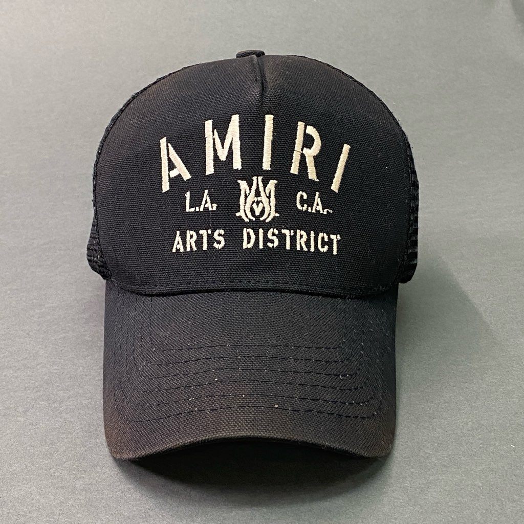d5 AMIRI アミリ Stencil Trucker Hat FW22 ゴルフデザイナーキャップ トラッカーキャップ ロゴキャップ SR3T00004SMRDCA0 FREE ブラック