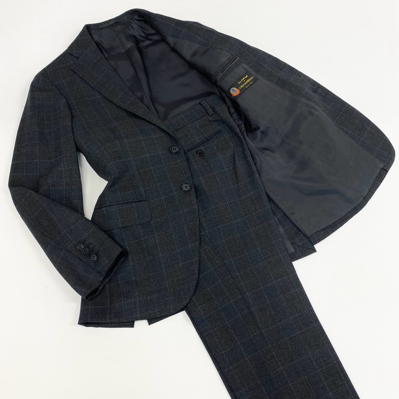 87f24 《美品》 RING JACKET リングヂャケット × guji グジ セットアップ スーツ 42 グレー Carlo Barbera カルロバルベラ フォーマル ビジネス
