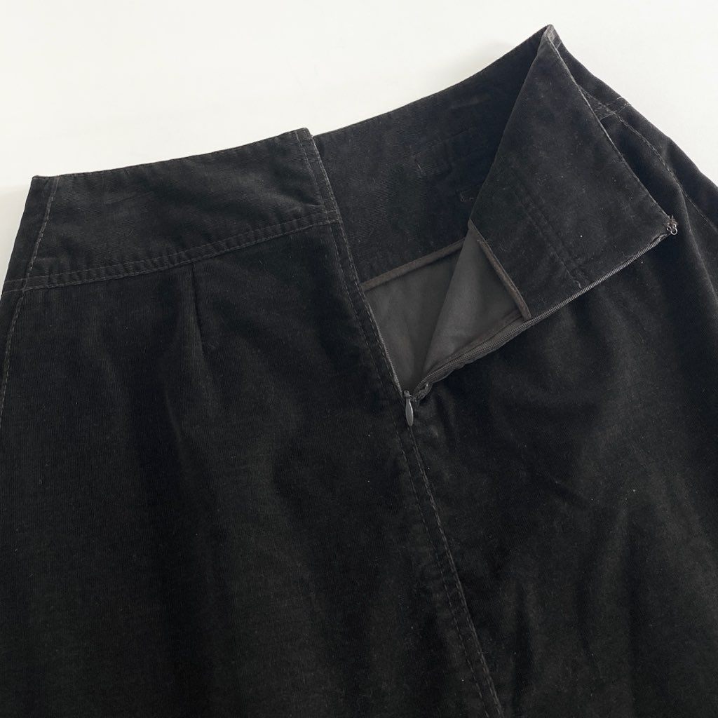 12d5 CELINE セリーヌ トリオンフ 膝丈スカート ボトムス 金具 バックジップ 40 ダークブラウン コットン コーデュロイ レディース ポルトガル製