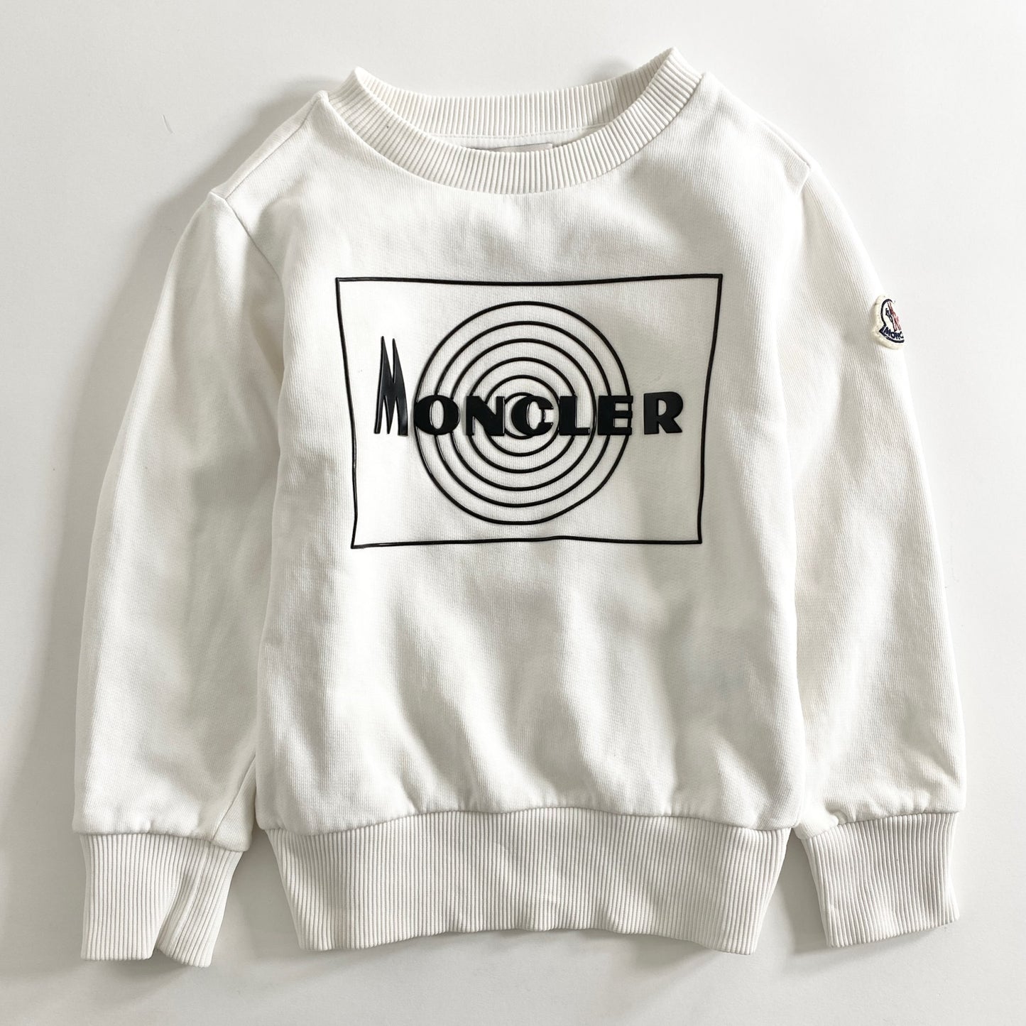 38a28 MONCLER モンクレール トルコ製 ロゴ トレーナー スウェット クルーネック プルオーバー E29548028650 104cm ホワイト コットン ホワイト キッズ 子供服 KIDS