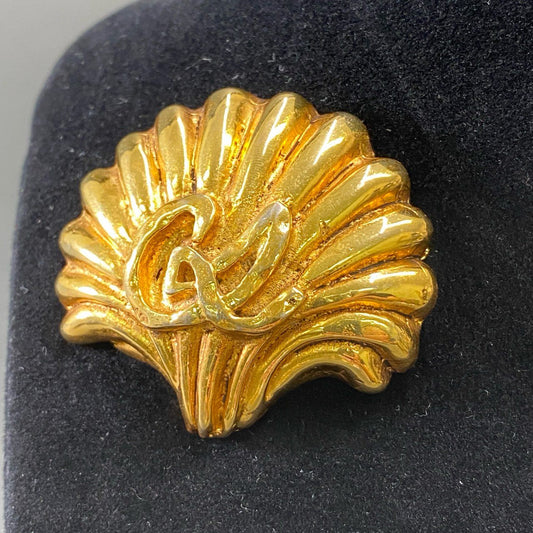 g8 Christian Lacroix クリスチャンラクロワ シェルデザイン ブローチ  ゴールドカラー フランス製 アクセサリー コスチュームジュエリー