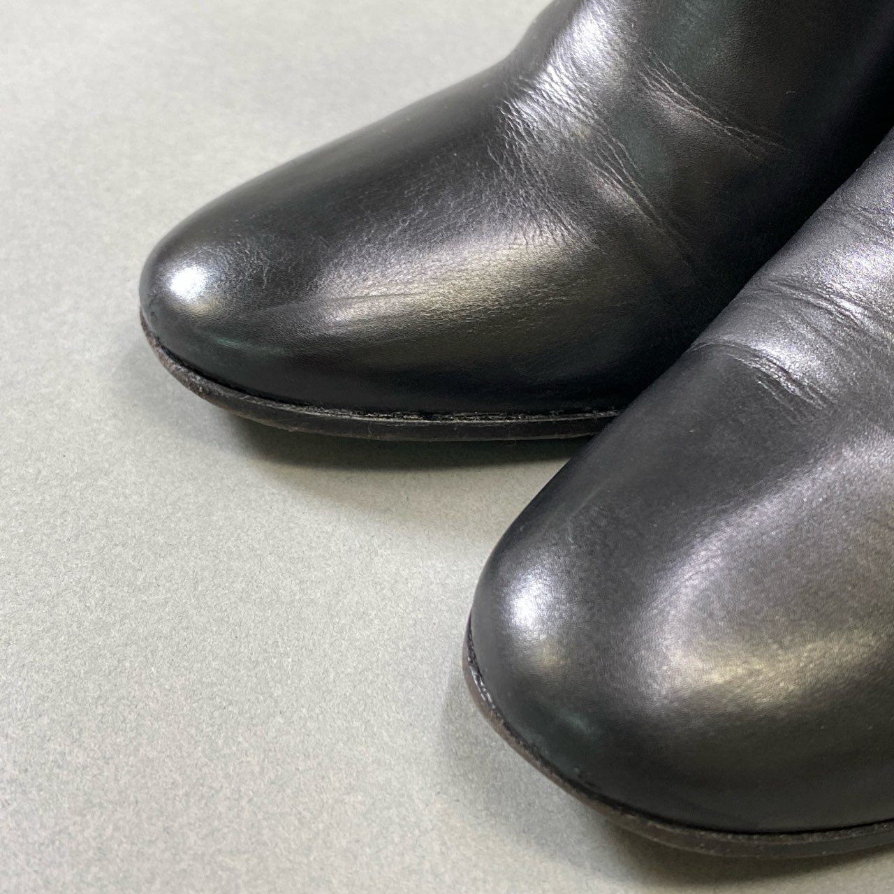 5j16 Gianvito Rossi ジャンヴィトロッシ ショートブーツ レザーブーツ チャンキーヒール スクエアトゥ Leather 35 ブラックu02t