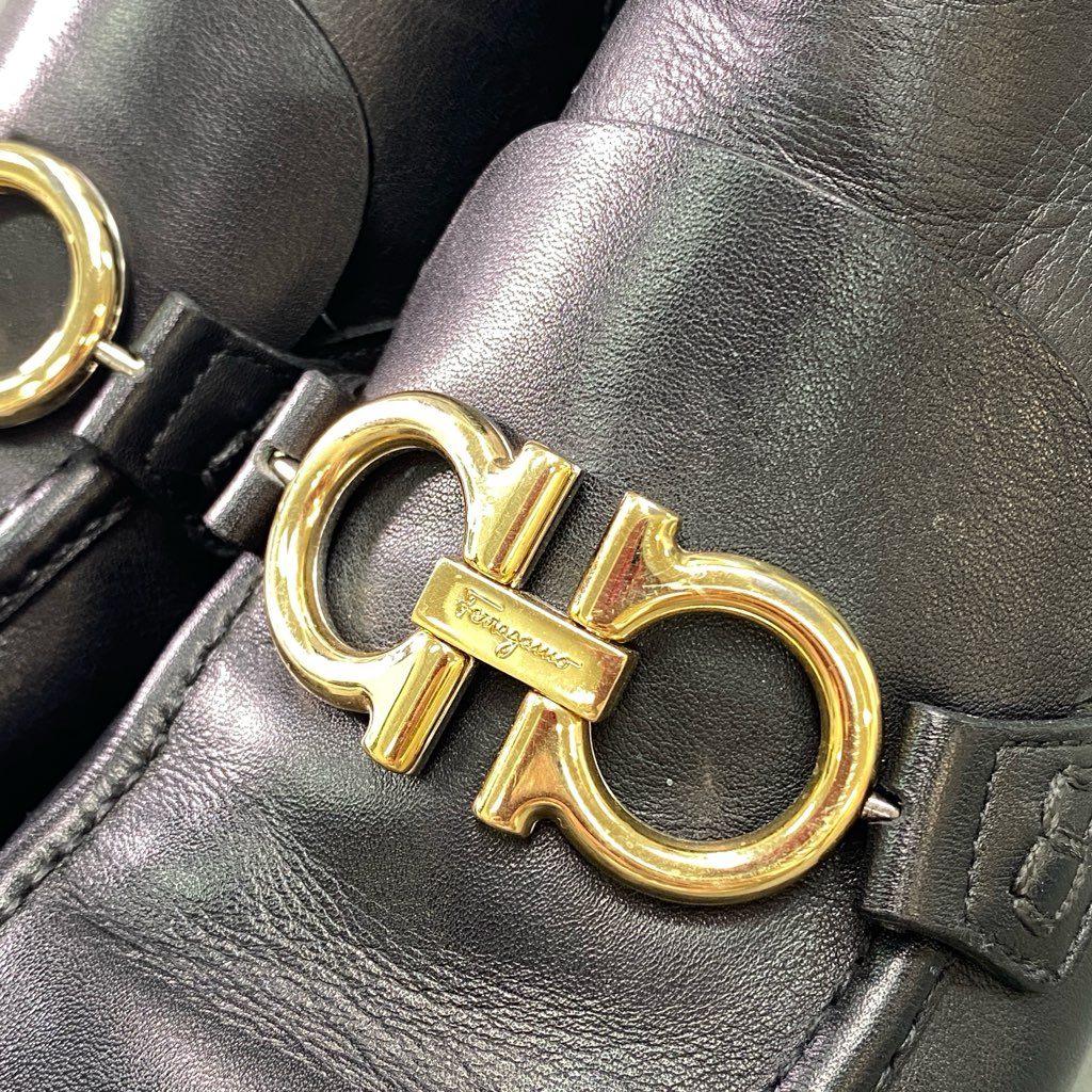 3e10 Salvatore Ferragamo サルヴァトーレフェラガモ ガンチーニ金具 サイドゴアブーツ ショートブーツ レザーシューズ 革靴 8 1/2 D ブラック レザー メンズ イタリア製
