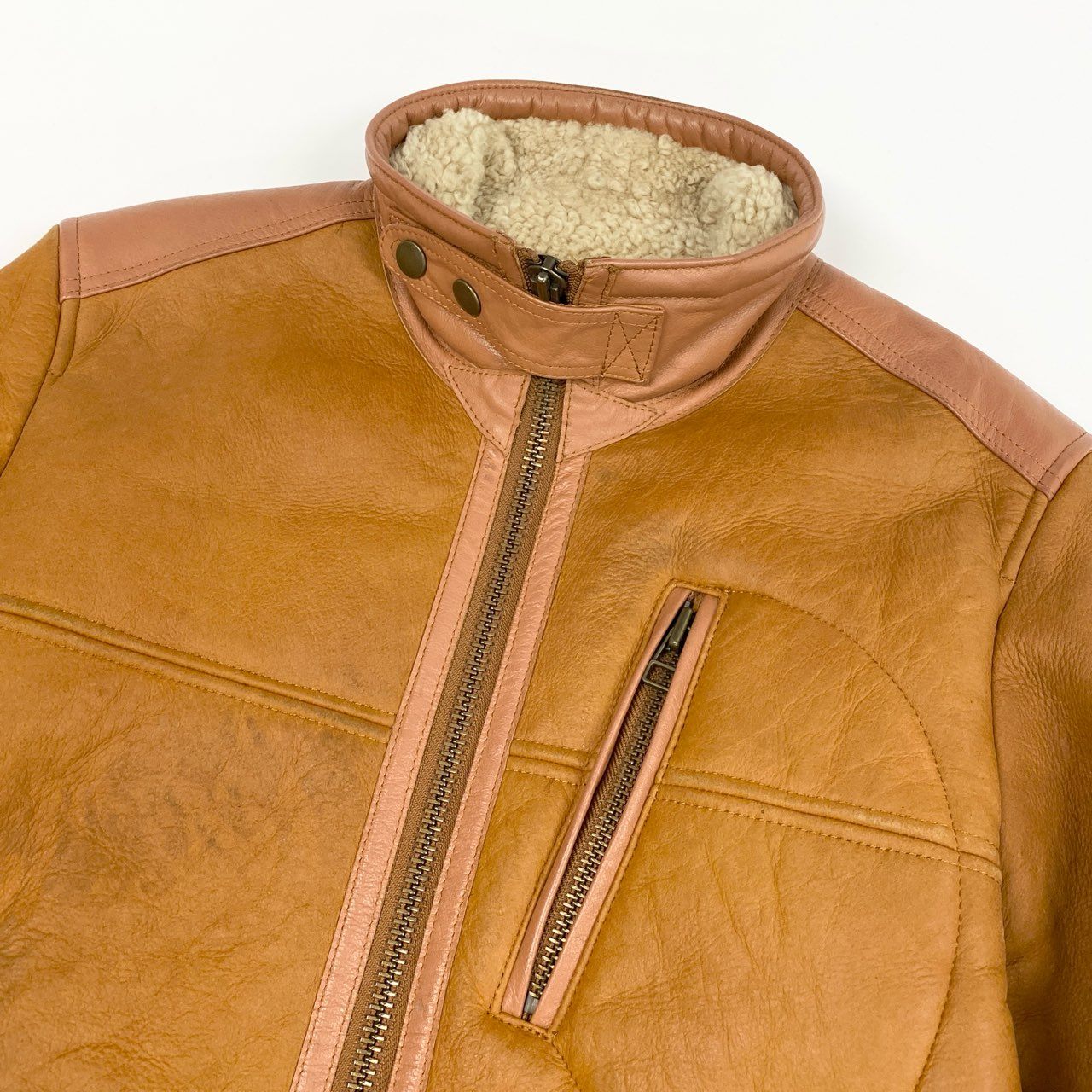 16j20 AVIREX アヴィレックス MOUTON RIDERS JACKET ムートンライダースジャケット 6151117 L キャメル ラムレザー ジャケット ボア アメカジt18r