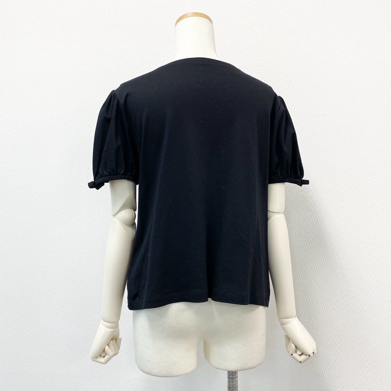 5c21 FOXEY NEW YORK フォクシーニューヨーク プチリュバンTシャツ 半袖Tシャツ 薄手カットソー トップス コットン混 袖リボン 40928 42 L ブラック