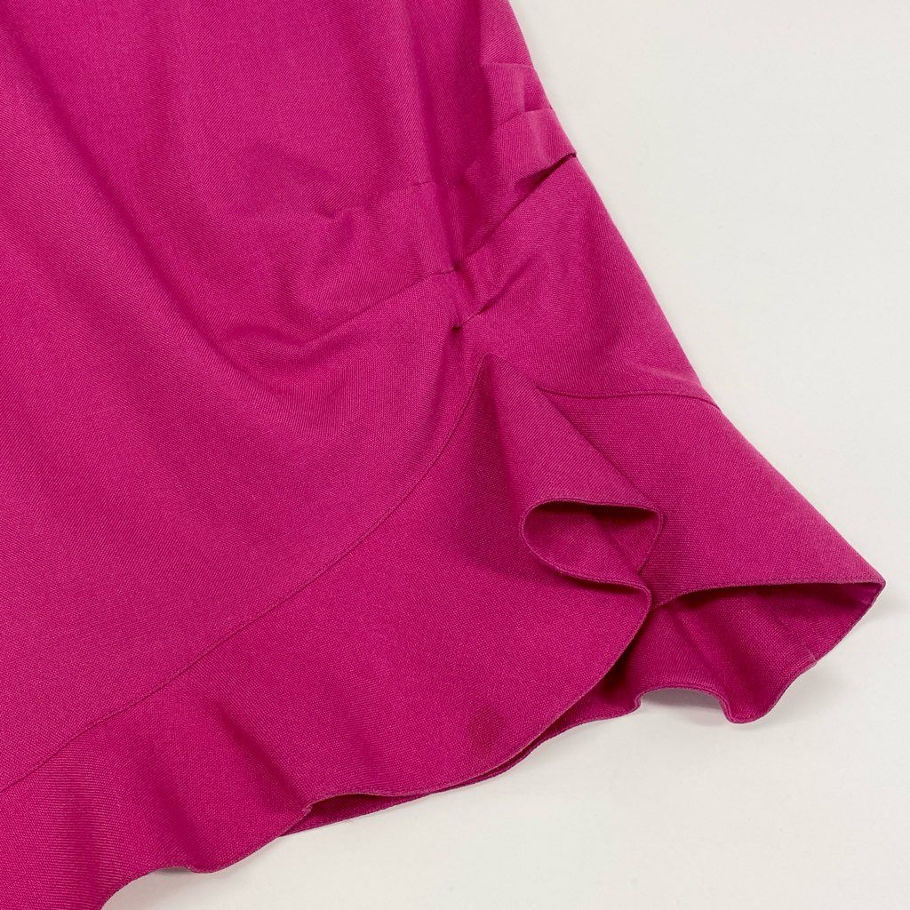 63d8-6 Thierry mugler ティエリー ミューグレー 半袖ジャケット/スカート スーツ セットアップ 変形デザイン サイズ7AR/60-88 ピンク レーヨン リネン レディース 日本製