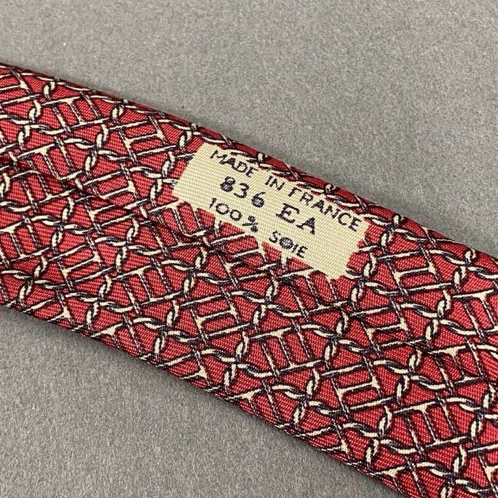 h17 HERMES エルメス ネクタイ 836 EA ボルドー系 シルク100% メンズ 紳士 ドレス フォーマル