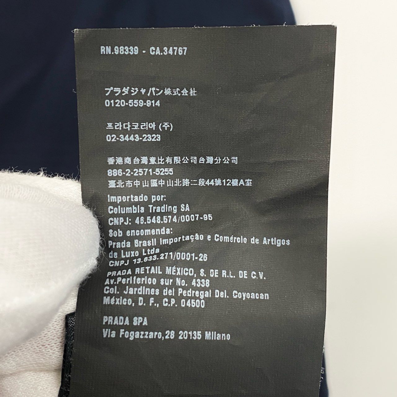 46a30 PRADA プラダ 半袖Tシャツ クルーネックTシャツ 三角ロゴ トップス Mサイズ ネイビー コットン100% レディース 女性用o07t