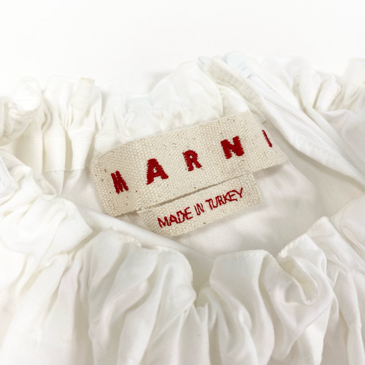 57h28 MARNI マルニ シャーリングコクーンブラウス ノースリブシャツ ブラウス トップス サイズ40 ホワイト コットン レディースu02t