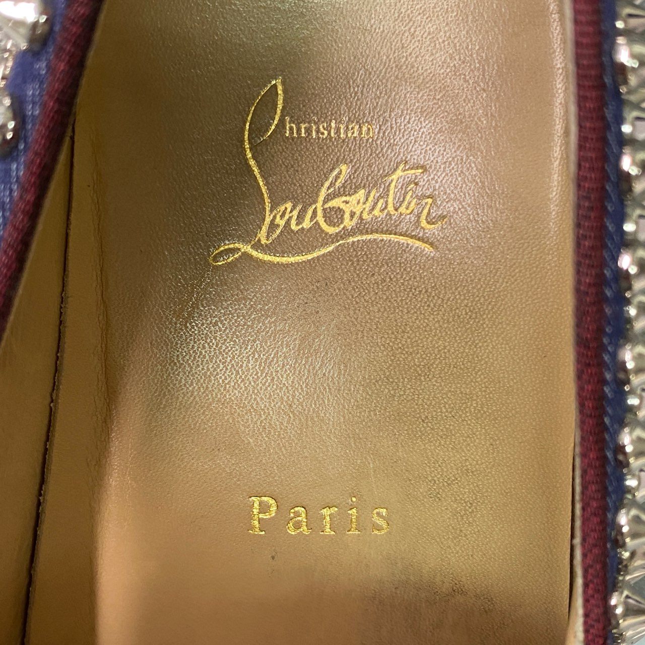 7l20 Christian Louboutin クリスチャンルブタン ローラーボート スパイク スリッポン スニーカー 41 1/2 ネイビー レザー イタリア製 シューズ ロックスタッズ