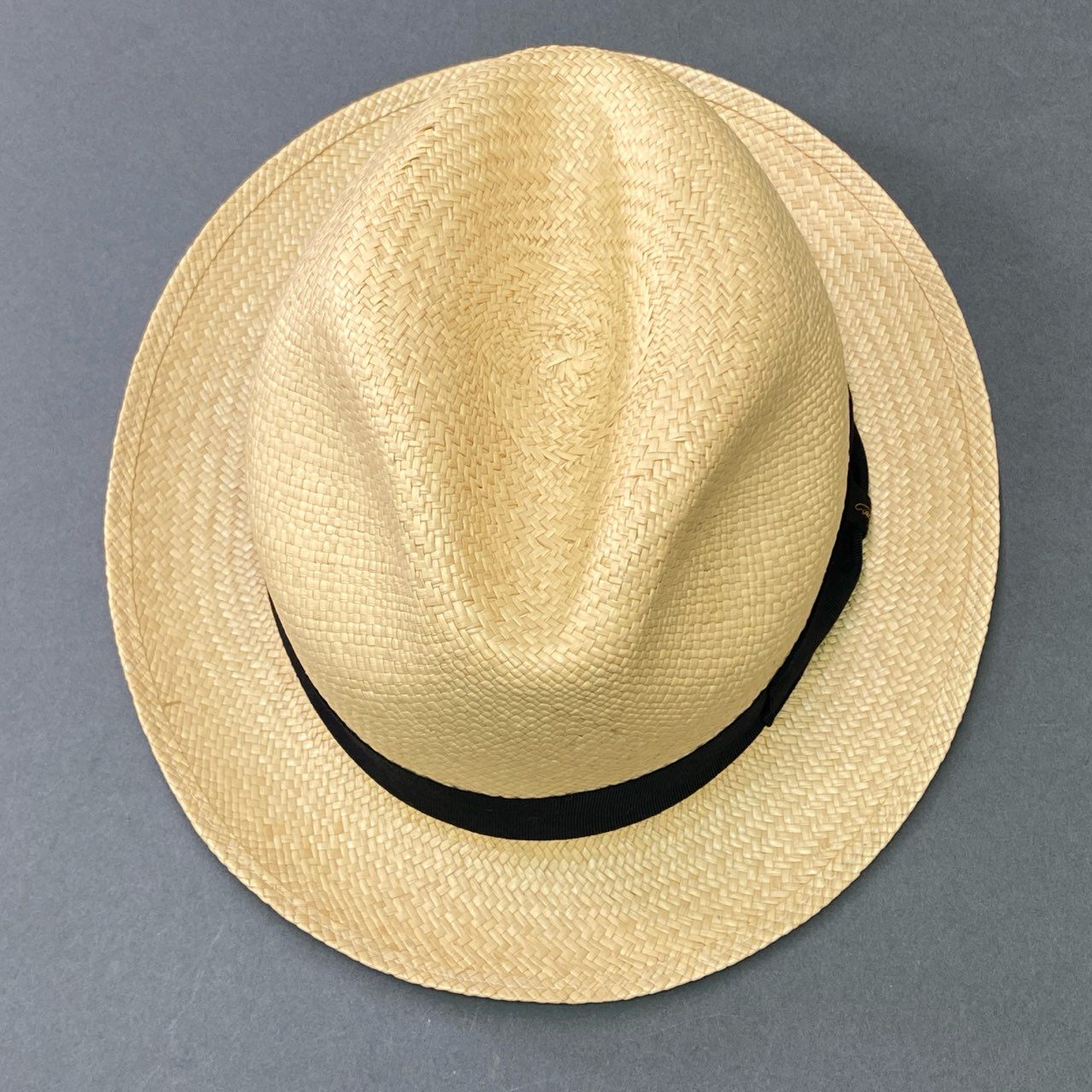 a27 《美品》 Borsalino ボルサリーノ Panama Hat パナマハット 59 ベージュ 藁100% 麦わら帽子 イタリア製