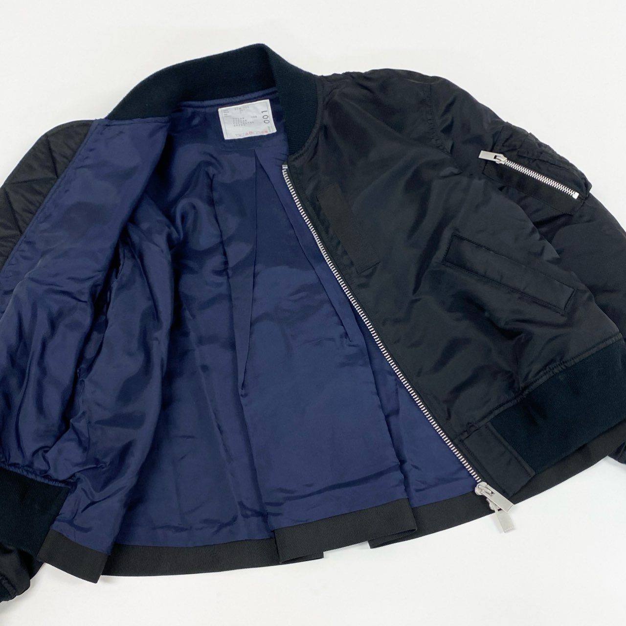 48h15《美品》 sacai サカイ MA-1 バックタックブルゾン ミリタリージャケット SCW-001 サイズ1 ブラック ナイロン レディースu02t