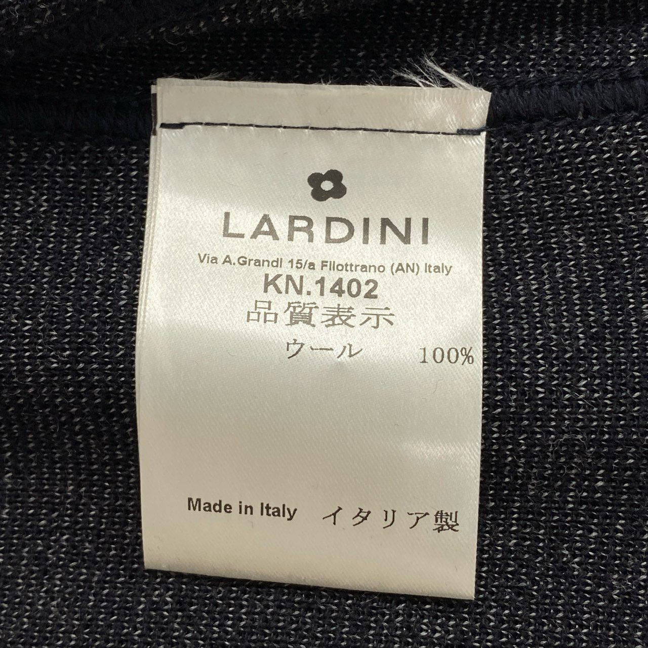 65a14【美品】 LARDINI ラルディーニ 近年 ハイゲージニット ジャケット ウールニット ダブルブレスト メンズ 紳士服 イタリア製 サイズM ネイビー ウール100%u02t