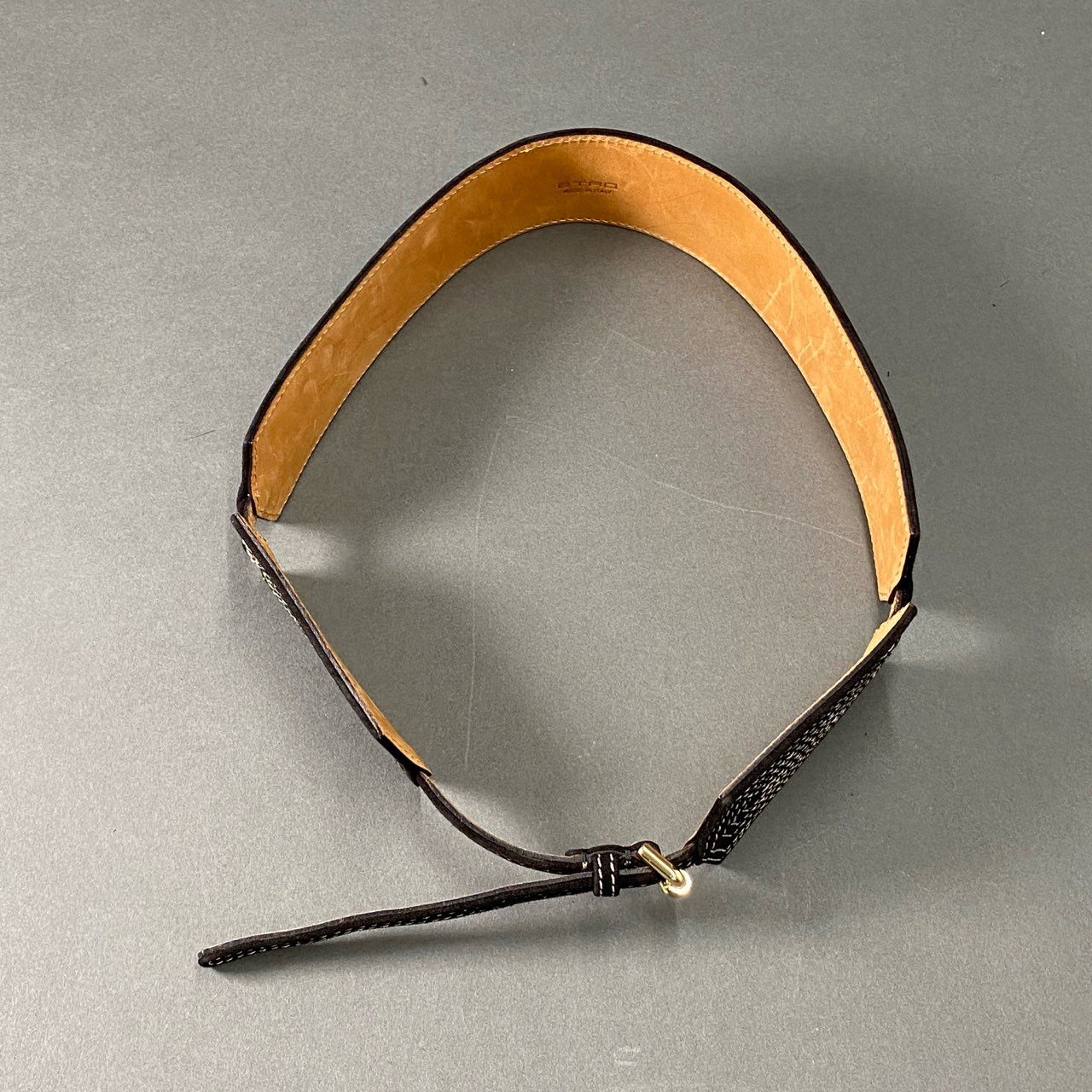 h3 《美品》 ETRO エトロ イタリア製 レザーサッシュベルト 本革 スエード 小物 ブラック