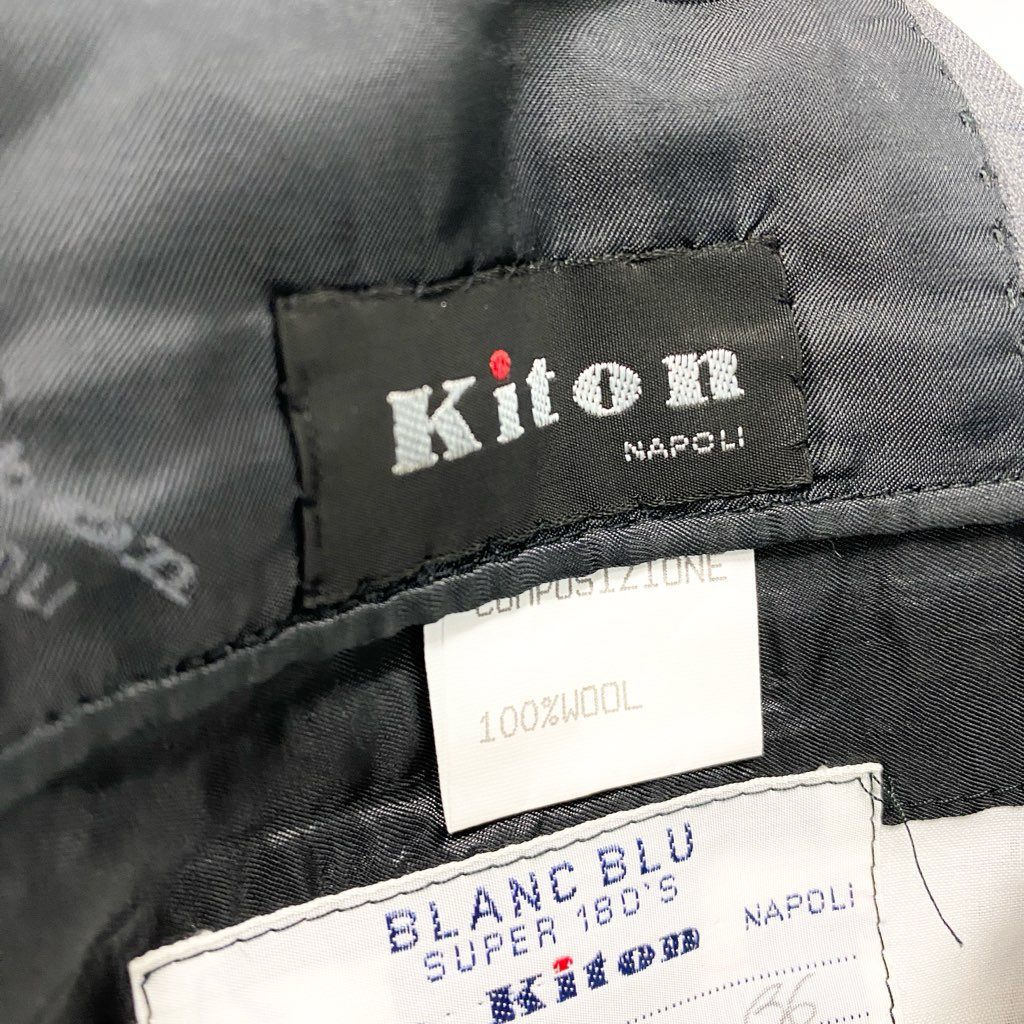 13l27 Kiton NAPOLI キートン イタリア製 テーラードジャケット シングル 14MICRON 2B メンズ 紳士服 50 グレー ウール100%o07t