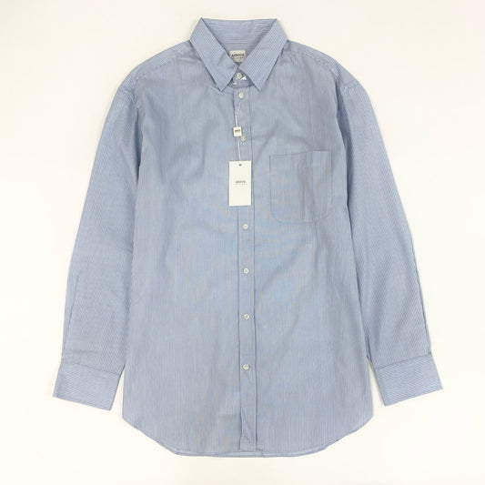 21f17 《未使用保管品》タグ付 ARMANI COLLEZIONI アルマーニコレッツォーニ 長袖シャツ ドレスシャツ ビジネス◎ MODERN FIT 大きいサイズ 42 16 1/2 XLサイズ相当 ホワイト ブルー コットン