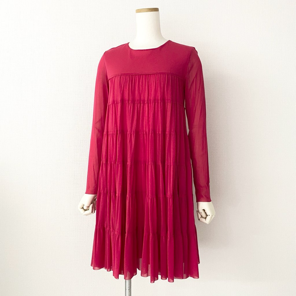 50e24 VIVIENNE TAM ヴィヴィアンタム パワーネット ティアードワンピース チュニックワンピース サイズ38 ピンク ポリエステル100% レディース