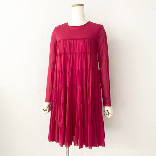 50e24 VIVIENNE TAM ヴィヴィアンタム パワーネット ティアードワンピース チュニックワンピース サイズ38 ピンク ポリエステル100% レディース