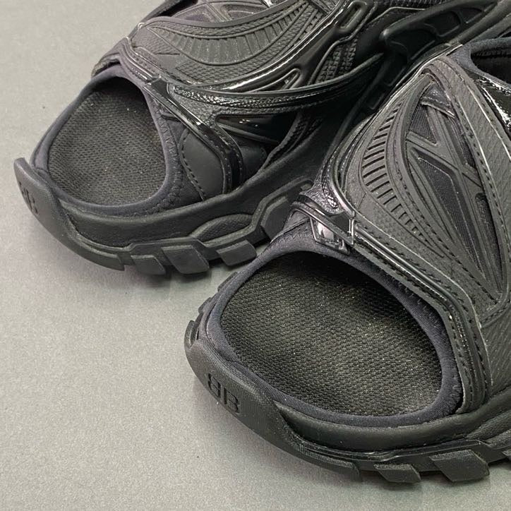 1l22 BALENCIAGA バレンシアガ TRACK SLIDE SANDAL トラックスライド サンダル 618083 23cm ブラック シューズ