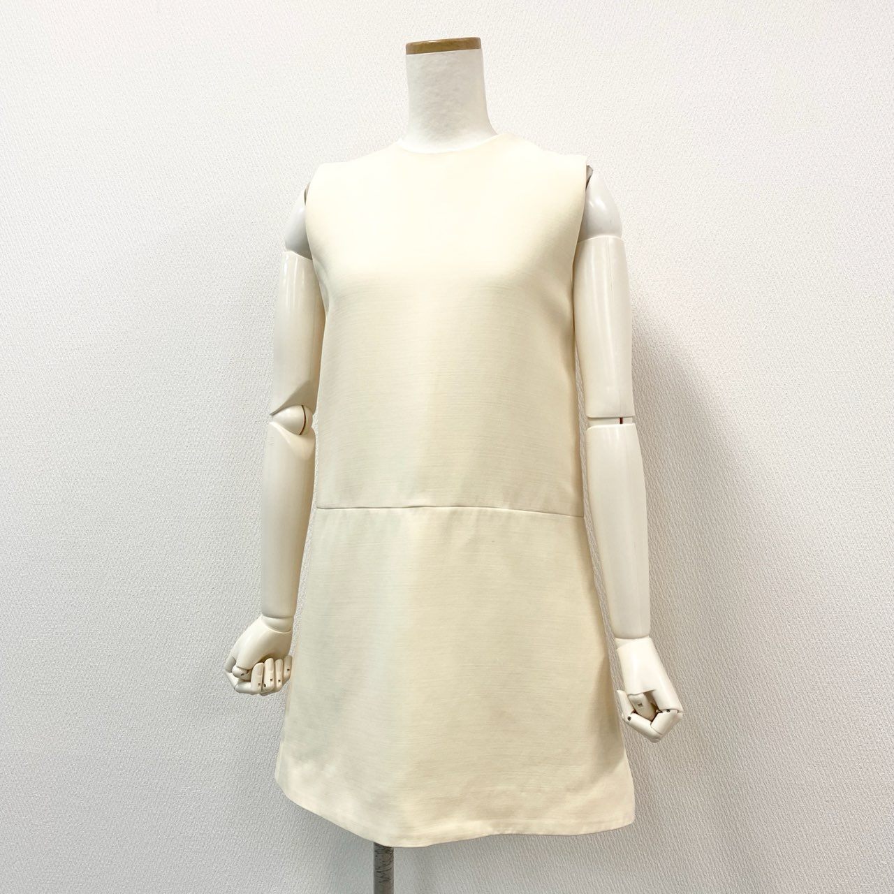 8d2 Christian Dior クリスチャンディオール ノースリーブワンピース ドレスワンピース 膝丈スカート 941R56A1166 サイズ36 ライトイエロー ウールシルク レディース イタリア製